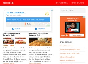 How menuprices.net looks like on a tablet such as an iPad.