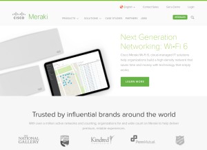 How meraki.com looks like on a tablet such as an iPad.