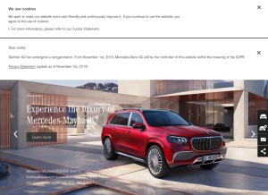 How mercedes-benz.com looks like on a tablet such as an iPad.