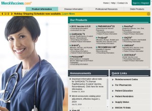 How merckvaccines.com looks like on a tablet such as an iPad.