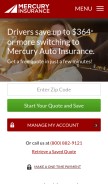 How mercuryinsurance.com looks like on a mobile device such as an iPhone.
