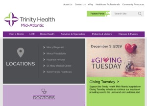 How mercyhealth.org looks like on a tablet such as an iPad.