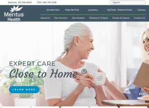 How meritushealth.com looks like on a tablet such as an iPad.