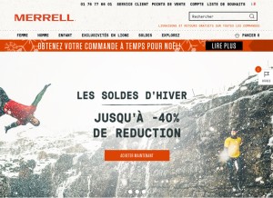 How merrell.com looks like on a tablet such as an iPad.