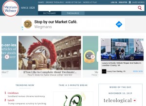 How merriam-webster.com looks like on a tablet such as an iPad.