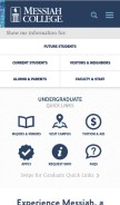 How messiah.edu looks like on a mobile device such as an iPhone.
