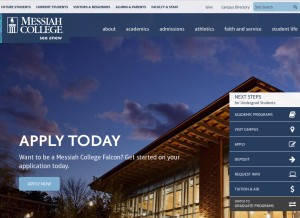How messiah.edu looks like on a tablet such as an iPad.