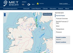 How met.ie looks like on a tablet such as an iPad.