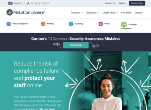 How metacompliance.com looks like on a tablet such as an iPad.