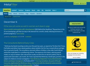 How metafilter.com looks like on a tablet such as an iPad.