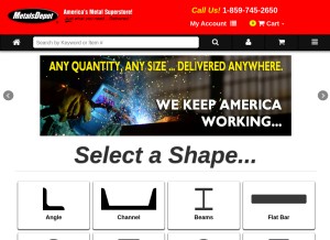 How metalsdepot.com looks like on a tablet such as an iPad.