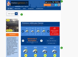 How meteo-geneve.ch looks like on a tablet such as an iPad.