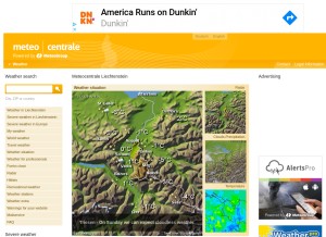 How meteocentrale.li looks like on a tablet such as an iPad.