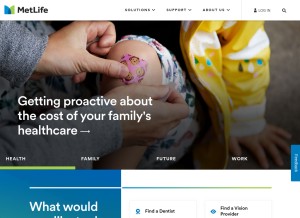 How metlife.com looks like on a tablet such as an iPad.