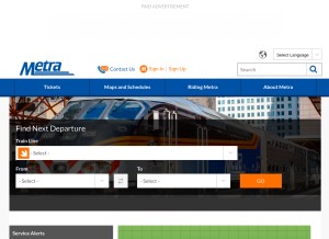 How metrarail.com looks like on a tablet such as an iPad.