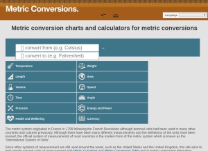 How metric-conversions.org looks like on a tablet such as an iPad.