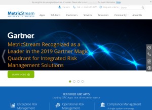 How metricstream.com looks like on a tablet such as an iPad.