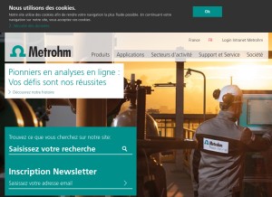 How metrohm.com looks like on a tablet such as an iPad.