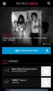How metrolyrics.com looks like on a mobile device such as an iPhone.