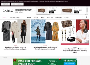 How metromode.se looks like on a tablet such as an iPad.