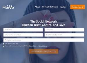 How mewe.com looks like on a tablet such as an iPad.