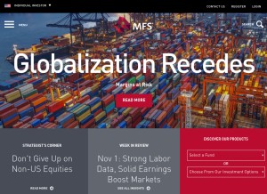 How mfs.com looks like on a tablet such as an iPad.
