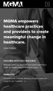 How mgma.com looks like on a mobile device such as an iPhone.