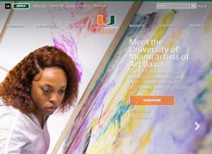 How miami.edu looks like on a tablet such as an iPad.