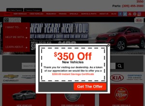 How miamilakesautomall.com looks like on a tablet such as an iPad.