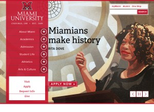 How miamioh.edu looks like on a tablet such as an iPad.