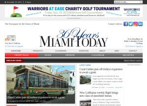 How miamitodaynews.com looks like on a tablet such as an iPad.