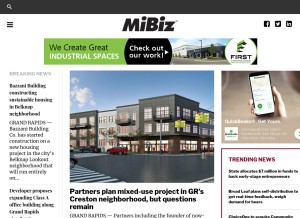 How mibiz.com looks like on a tablet such as an iPad.