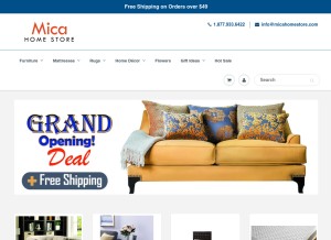 How micahomestore.com looks like on a tablet such as an iPad.