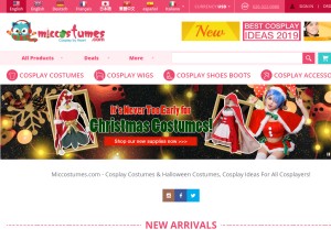How miccostumes.com looks like on a tablet such as an iPad.