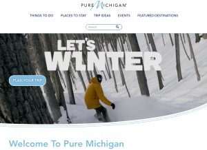 How michigan.org looks like on a tablet such as an iPad.