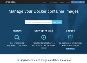 How microbadger.com looks like on a tablet such as an iPad.