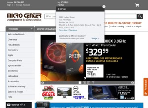 How microcenter.com looks like on a tablet such as an iPad.