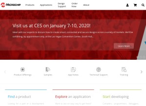 How microchip.com looks like on a tablet such as an iPad.