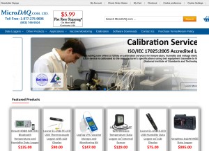 How microdaq.com looks like on a tablet such as an iPad.