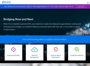 How microfocus.com looks like on a tablet such as an iPad.