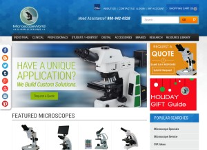 How microscopeworld.com looks like on a tablet such as an iPad.