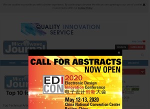 How microwavejournal.com looks like on a tablet such as an iPad.