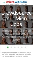 How microworkers.com looks like on a mobile device such as an iPhone.