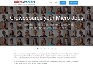 How microworkers.com looks like on a tablet such as an iPad.