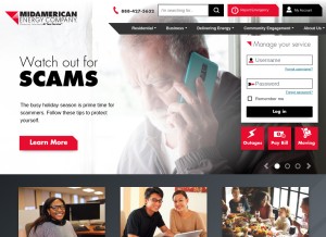 How midamerican.com looks like on a tablet such as an iPad.