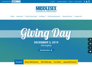 How middlesexcc.edu looks like on a tablet such as an iPad.