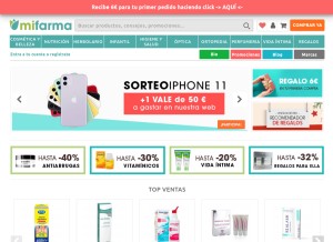 How mifarma.es looks like on a tablet such as an iPad.
