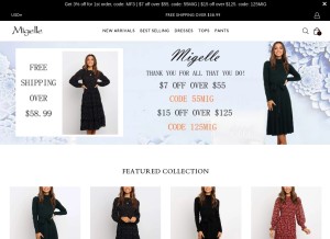 How migelle.com looks like on a tablet such as an iPad.