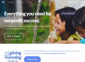 How mightycause.com looks like on a tablet such as an iPad.