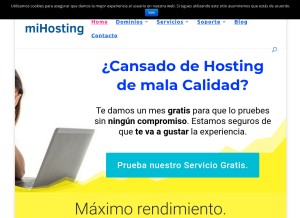How mihosting.net looks like on a tablet such as an iPad.